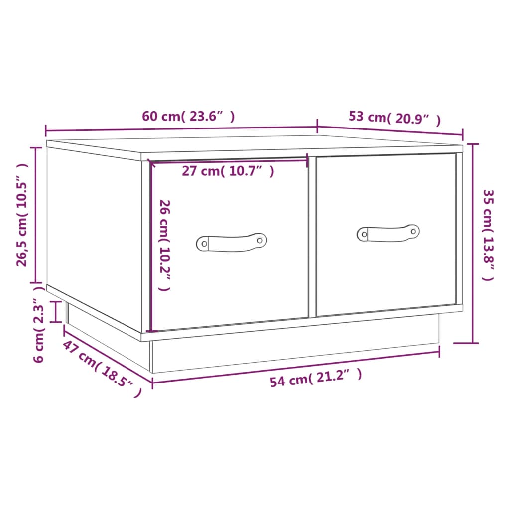 Salontafel 60x53x35 cm massief grenenhout