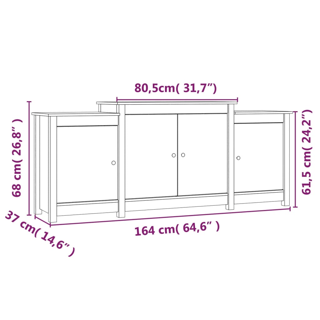 Dressoir 164x37x68 cm massief grenenhout