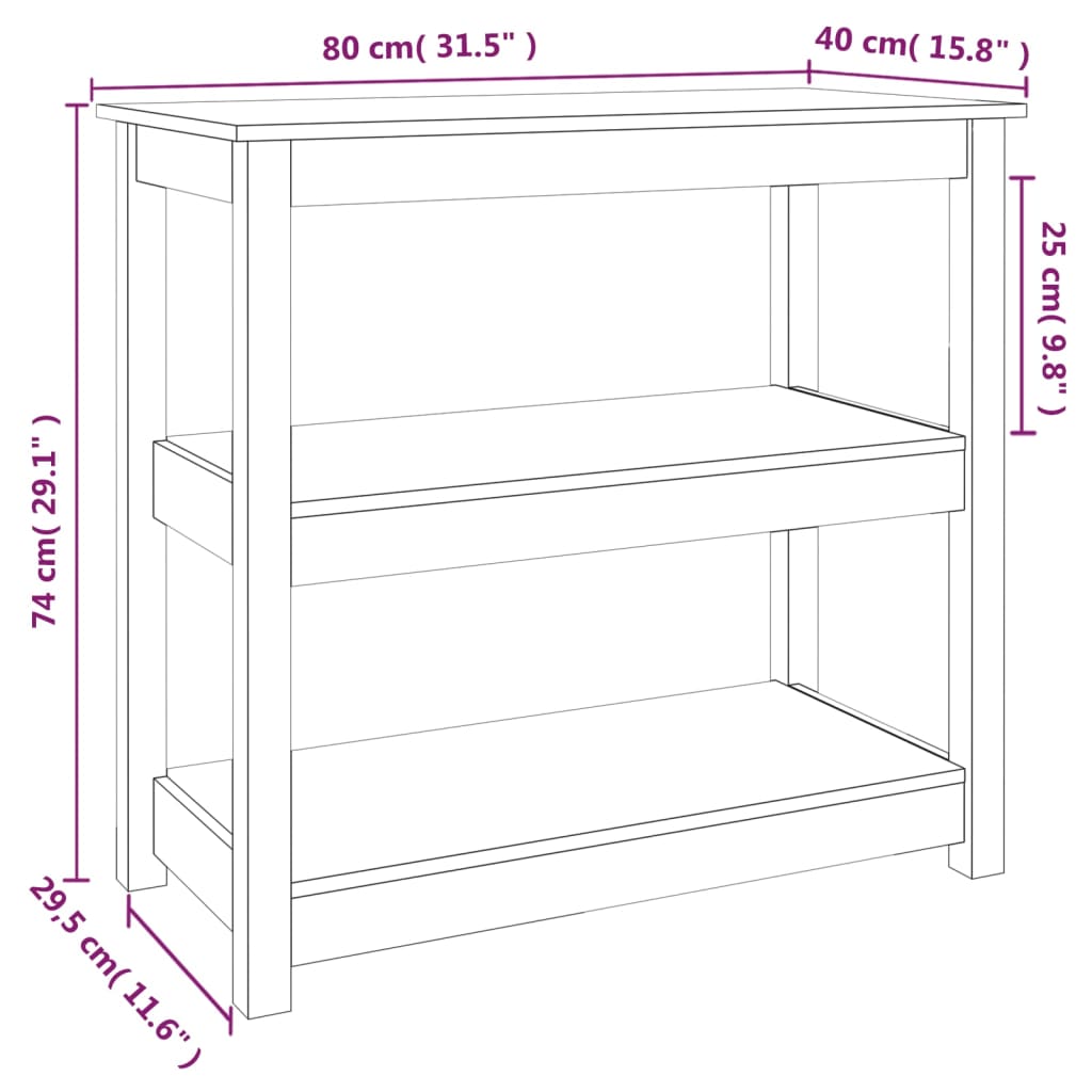 Wandtafel 110x40x74 cm massief grenenhout