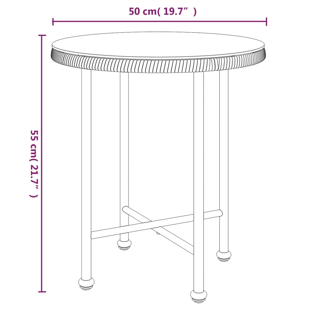 Eettafel Ø80 cm gehard glas en staal