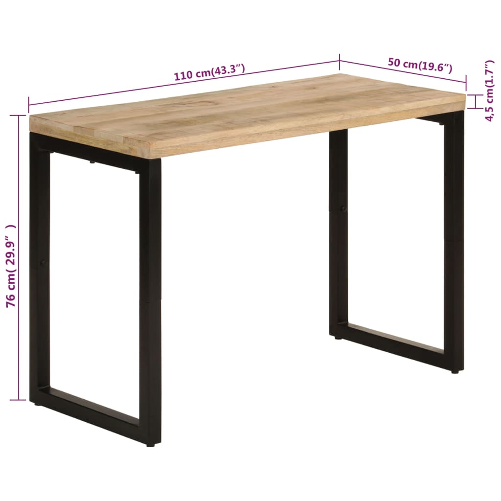 Eettafel/bureau met stalen poten massief sheeshamhout