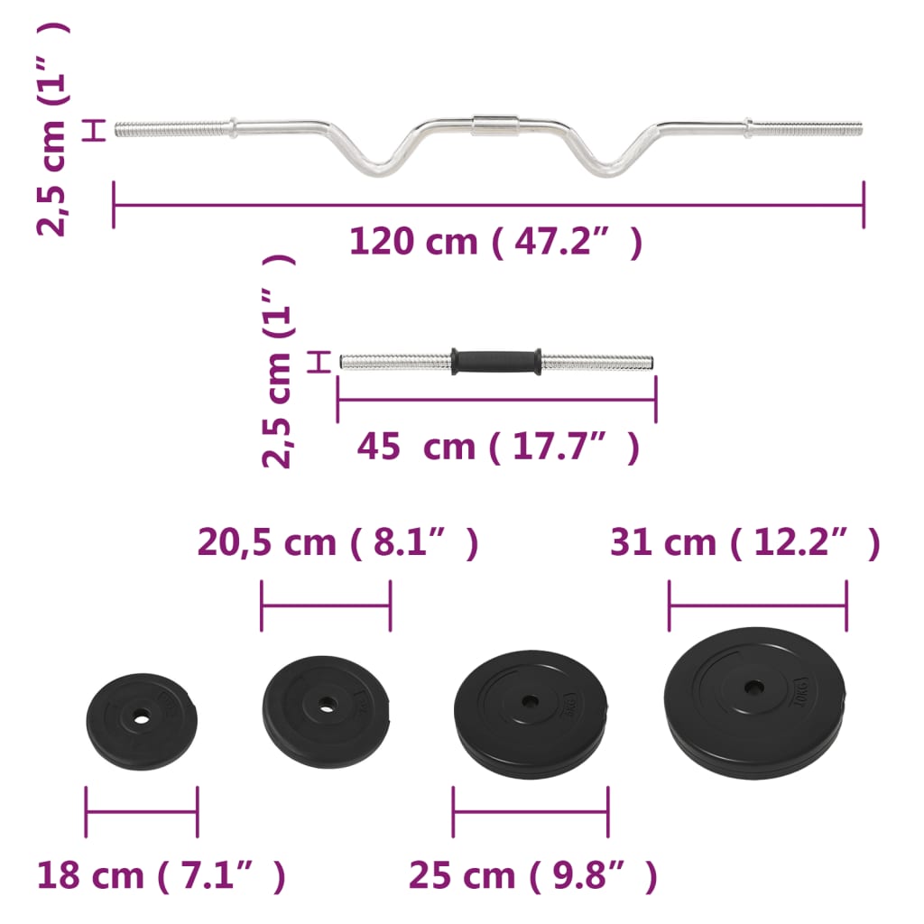 Barbell- en dumbbellset 60,5 kg