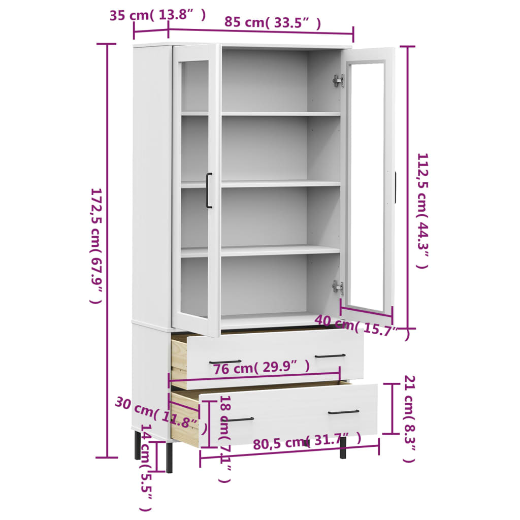 Boekenkast met metalen poten OSLO 85x35x172,5 cm hout