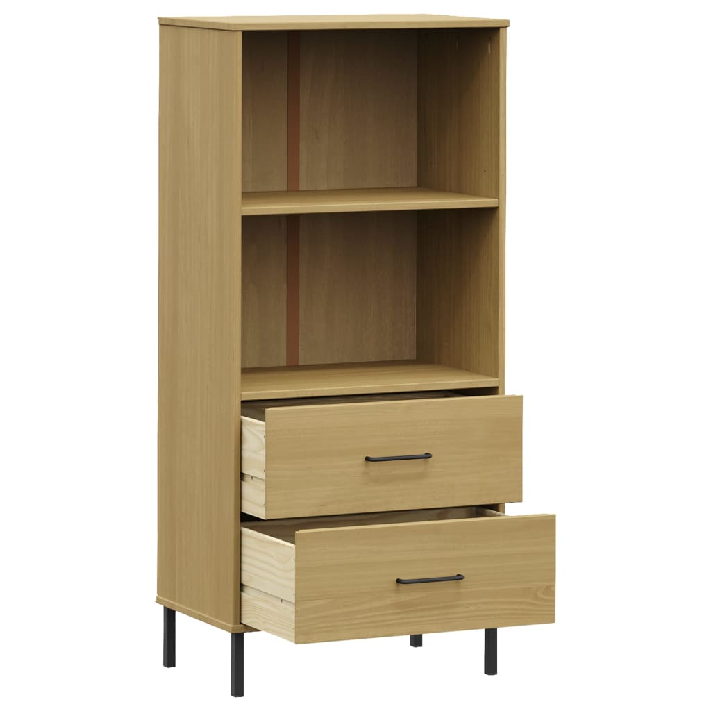 Boekenkast met 2 lades OSLO 60x35x128,5 cm massief hout