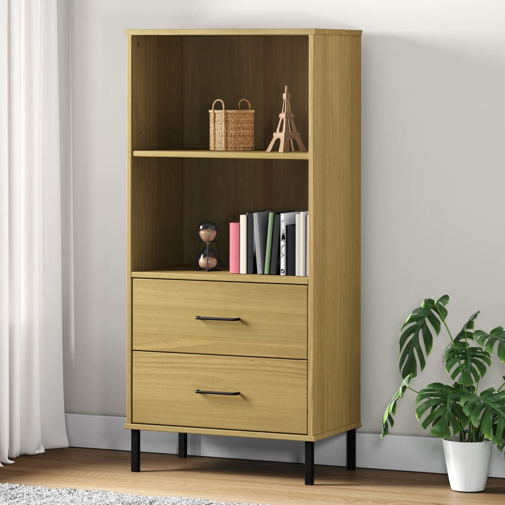 Boekenkast met 2 lades OSLO 60x35x128,5 cm massief hout