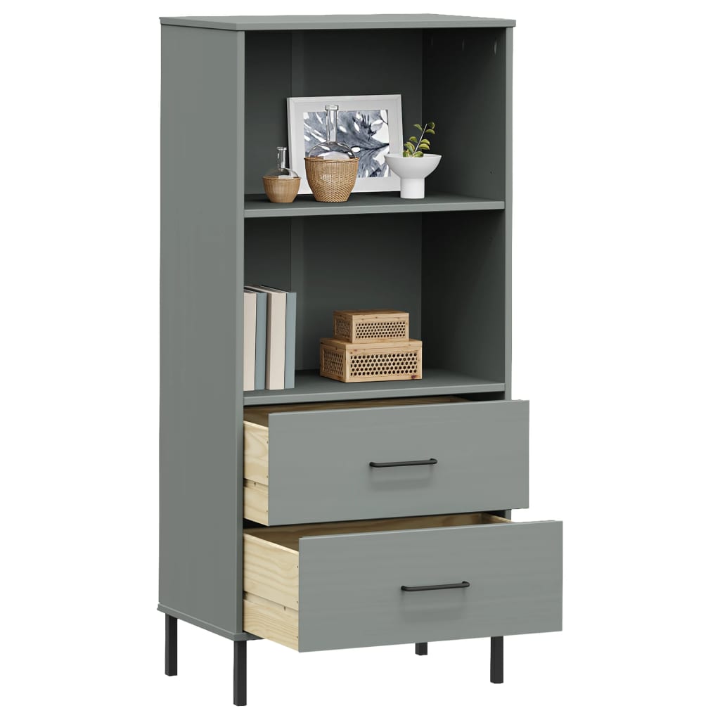 Boekenkast met 2 lades OSLO 60x35x128,5 cm massief hout