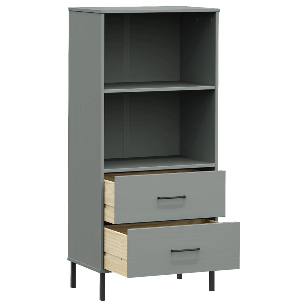 Boekenkast met 2 lades OSLO 60x35x128,5 cm massief hout