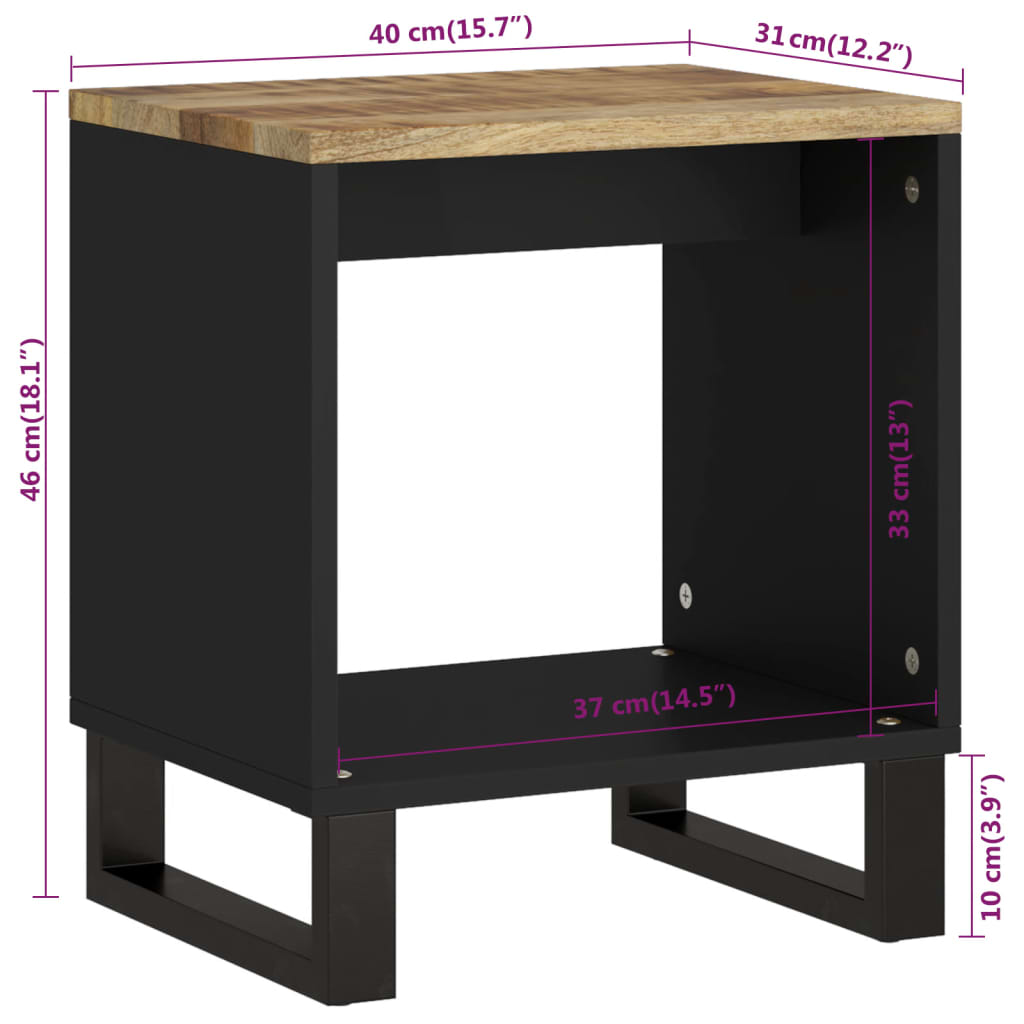 Salontafel 40x31x46 cm massief mangohout en bewerkt hout