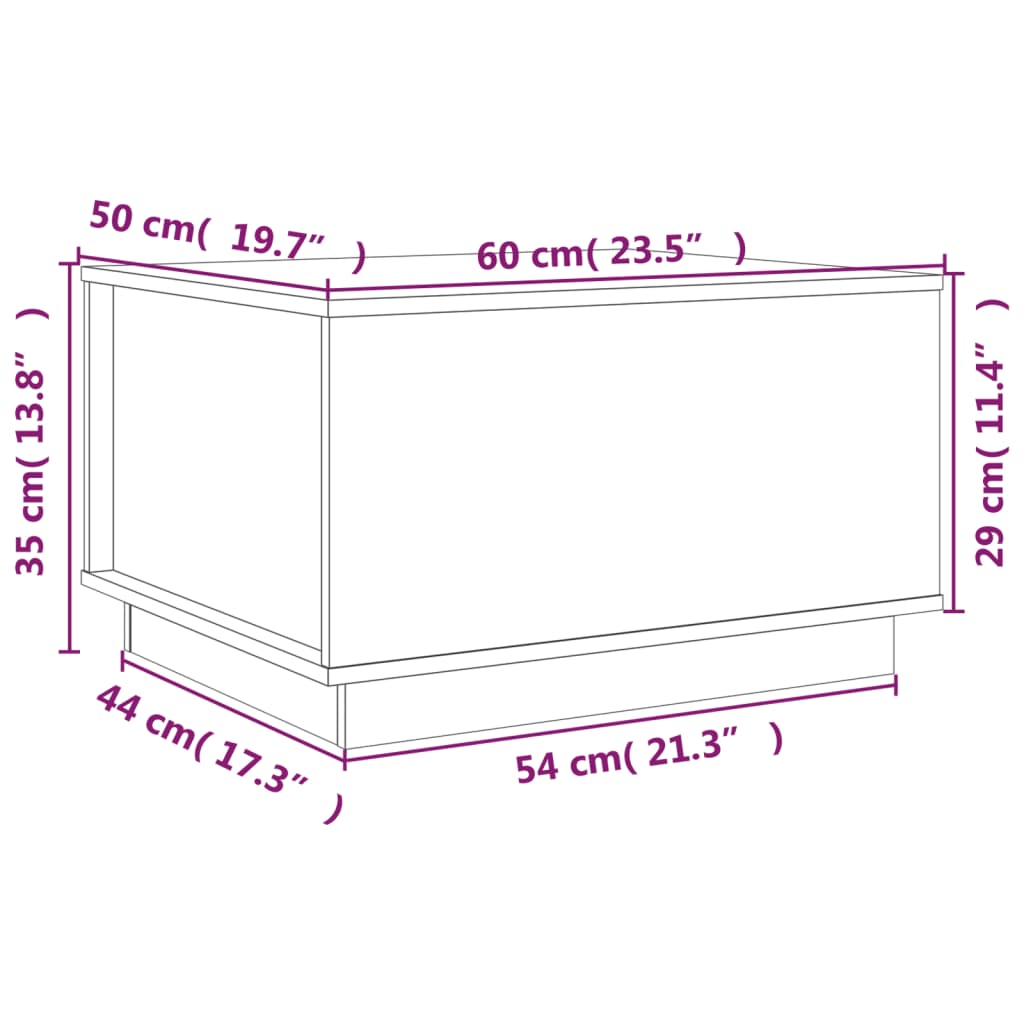 Salontafel 60x50x35 cm massief grenenhout