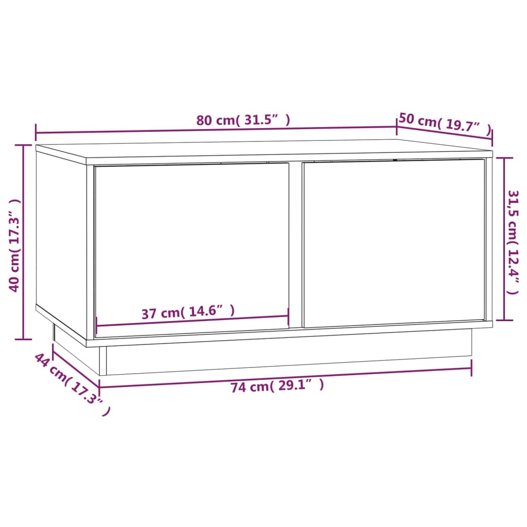 Salontafel 80x50x40 cm massief grenenhout