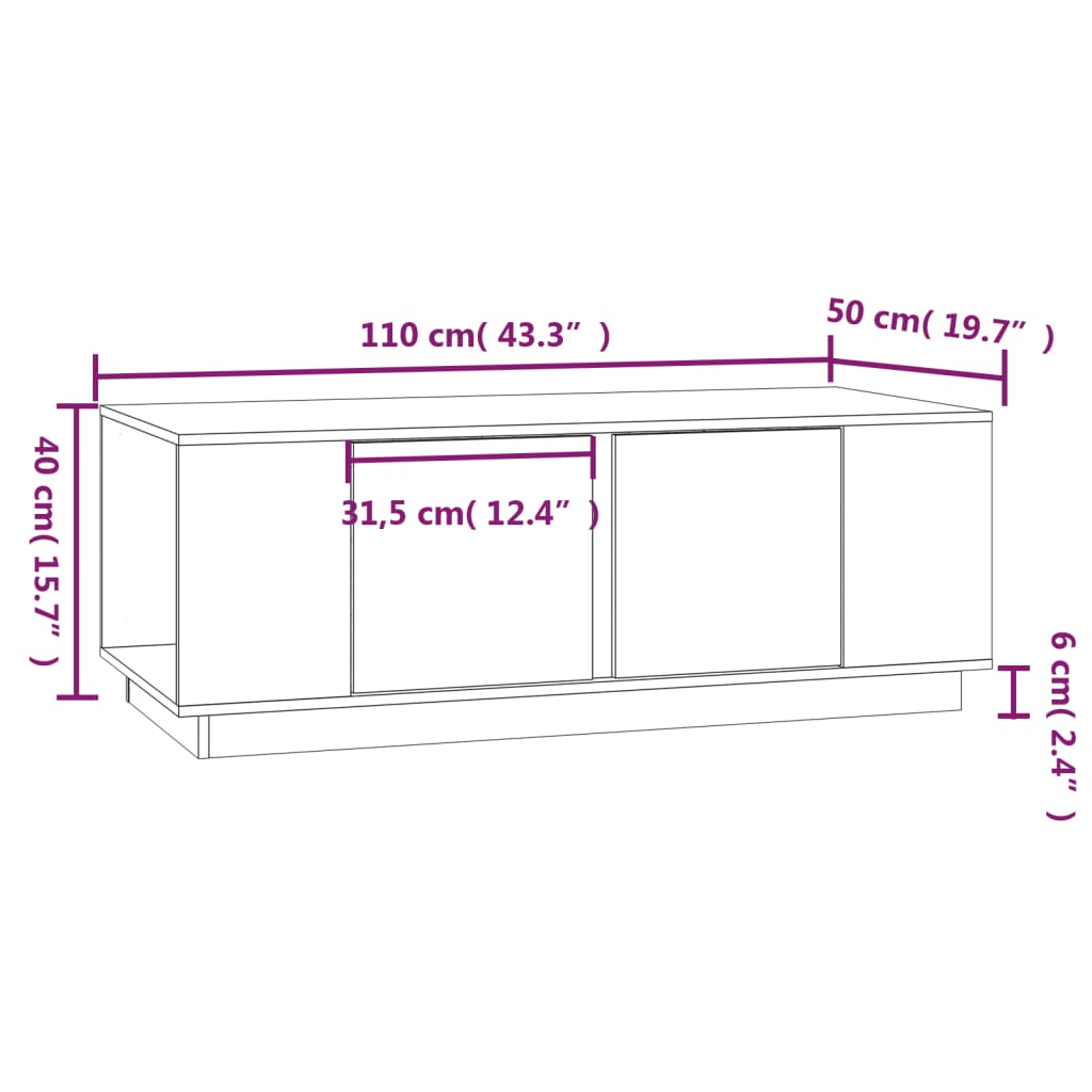 Salontafel 110x50x40 cm massief grenenhout