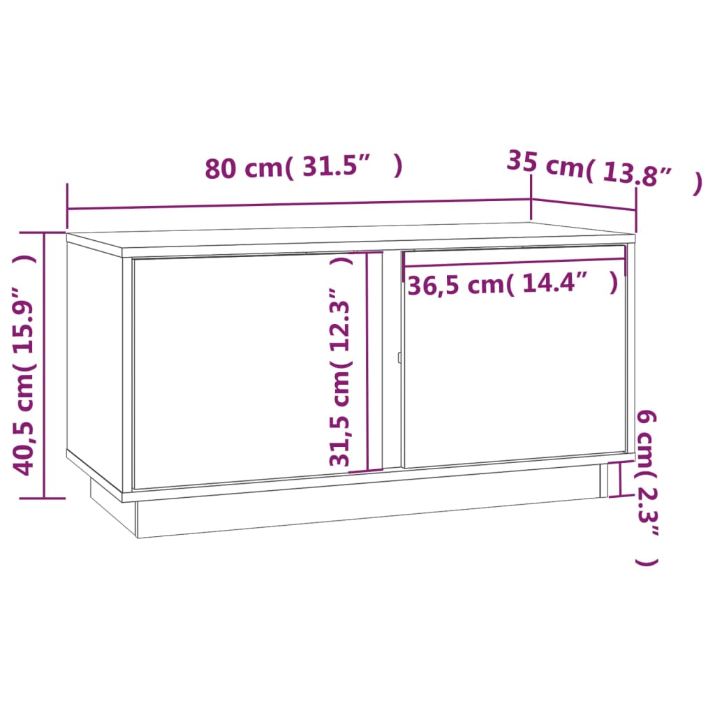 Tv-meubel 80x35x40,5 cm massief grenenhout