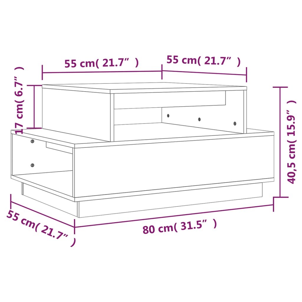 Salontafel 80x55x40,5 cm massief grenenhout