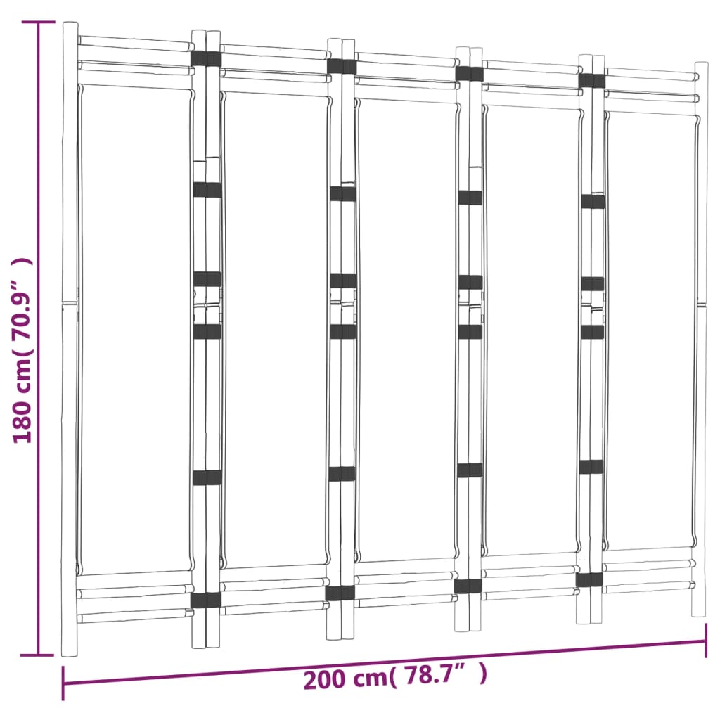 Kamerscherm 6-panelen inklapbaar 240 cm bamboe en canvas