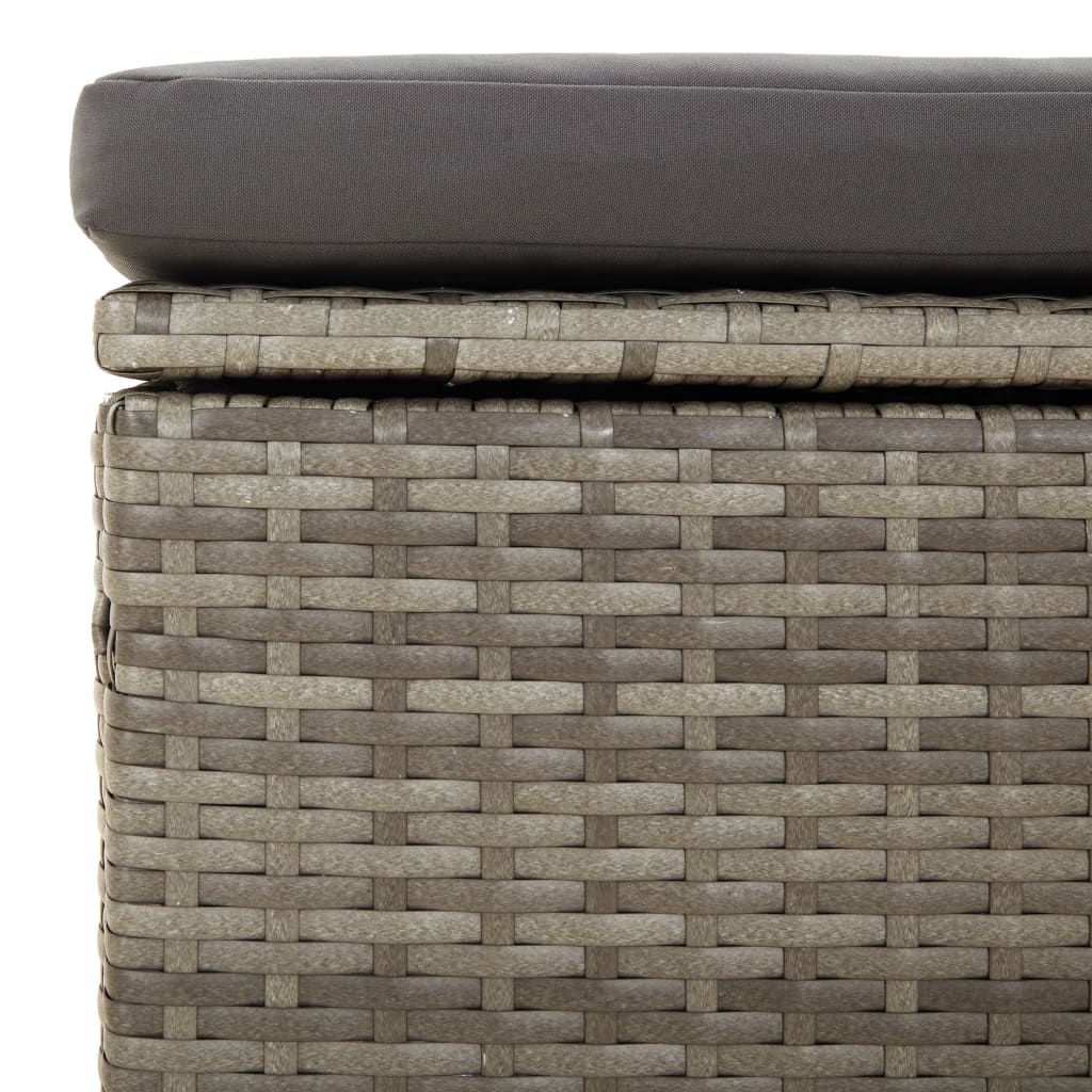 3-delige Loungeset met kussens poly rattan grijs