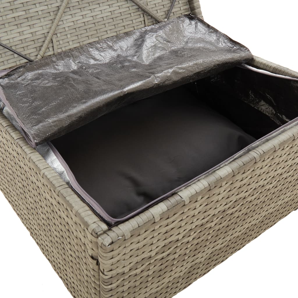 3-delige Loungeset met kussens poly rattan grijs