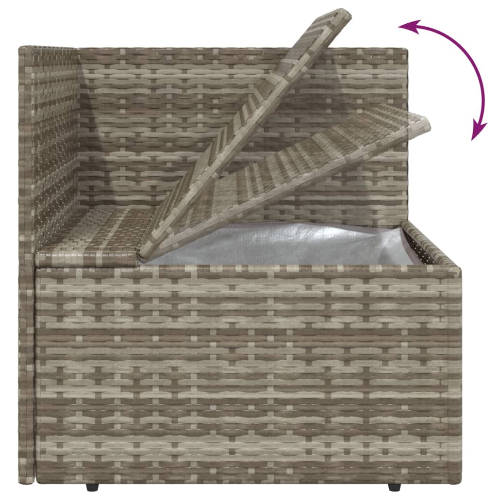 3-delige Loungeset met kussens poly rattan grijs