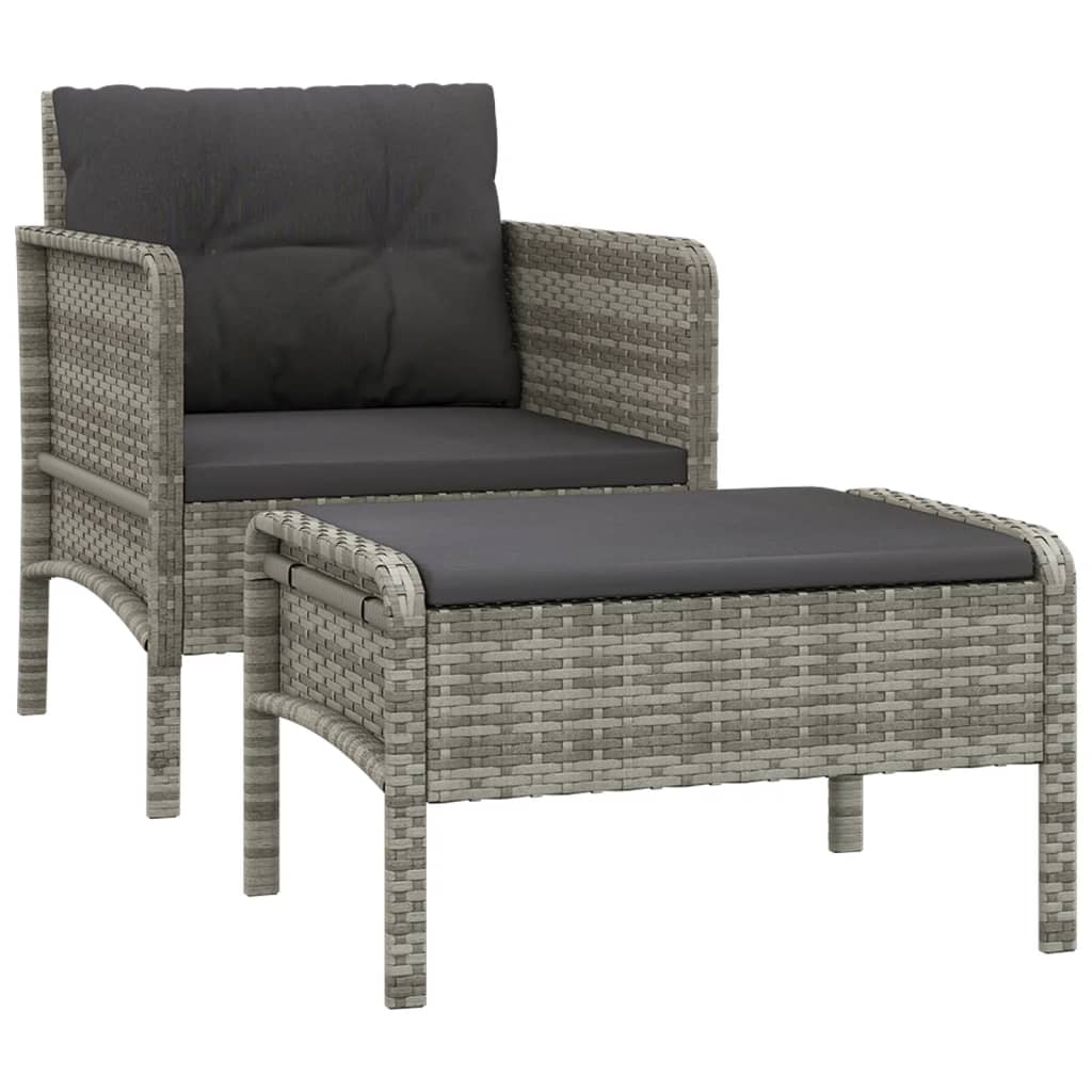 2-delige Loungeset met kussens poly rattan