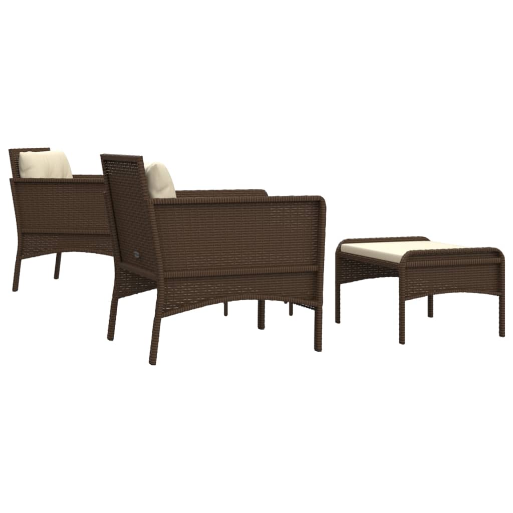 5-delige Loungeset met kussens poly rattan