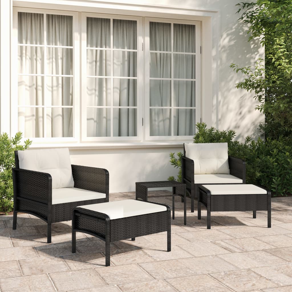 5-delige Loungeset met kussens poly rattan