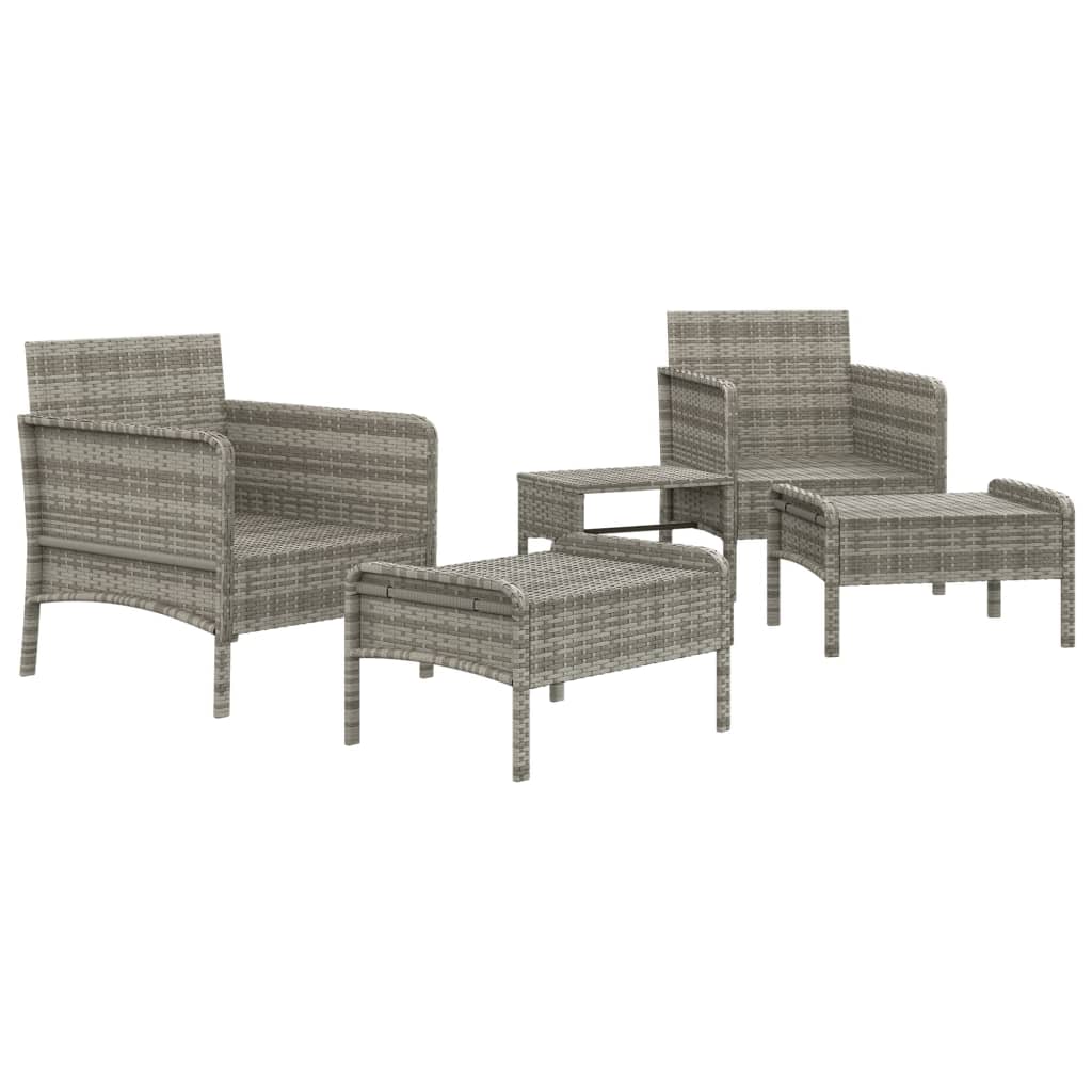 5-delige Loungeset met kussens poly rattan