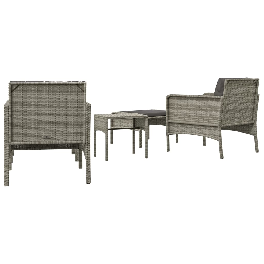 5-delige Loungeset met kussens poly rattan