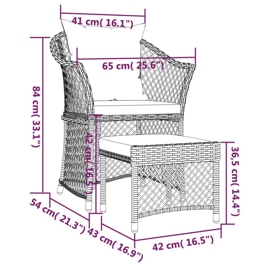 2-delige Loungeset met kussens poly rattan