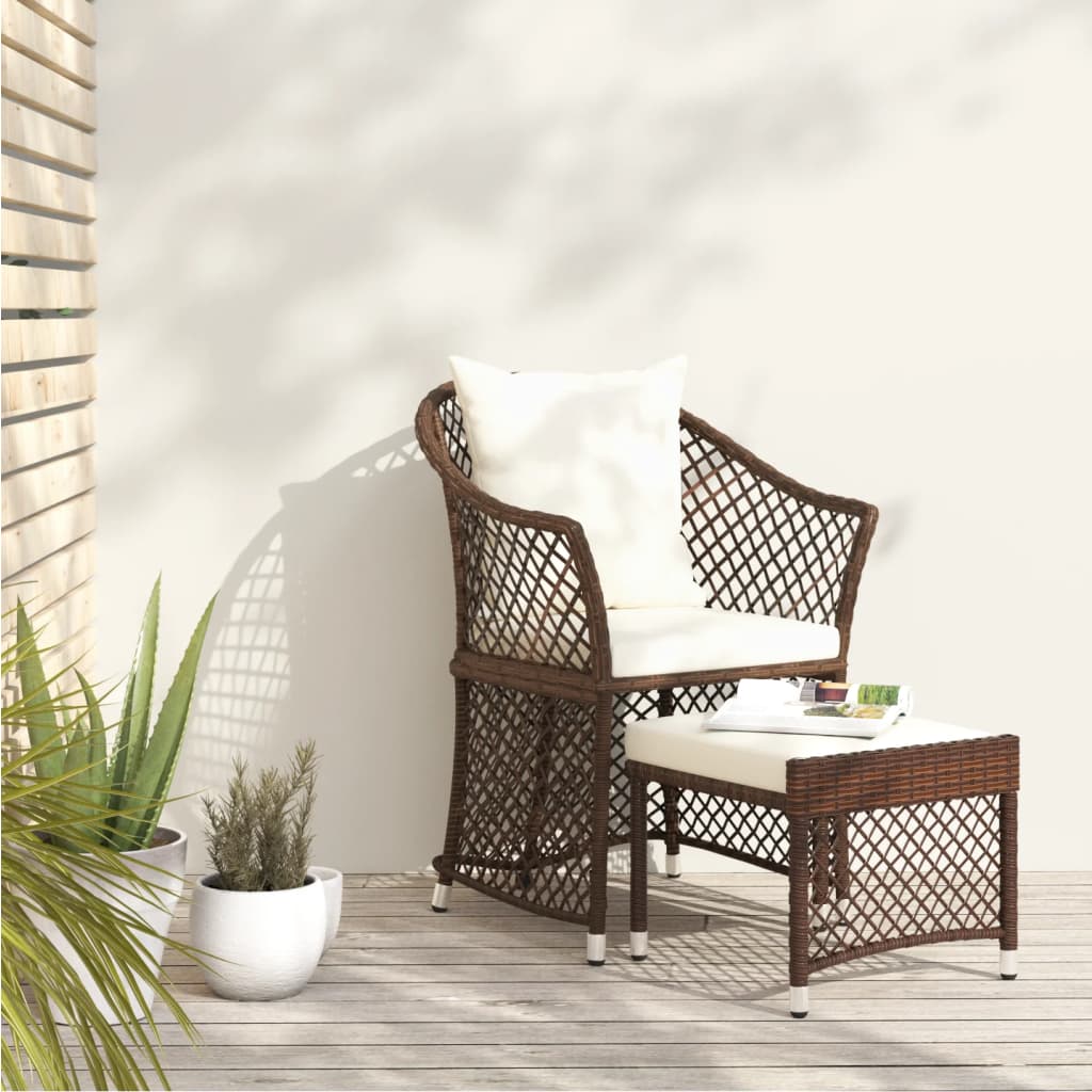 2-delige Loungeset met kussens poly rattan