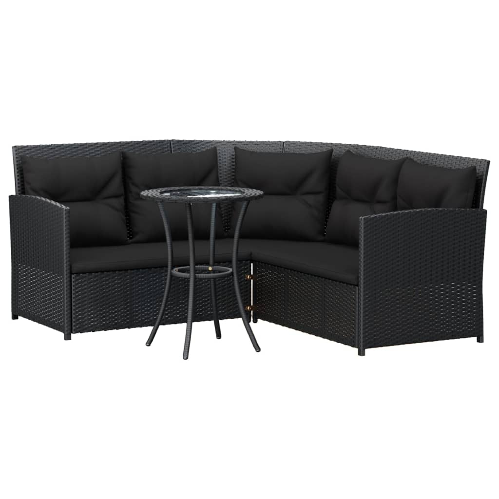 2-delige Loungeset met kussens L-vormig poly rattan