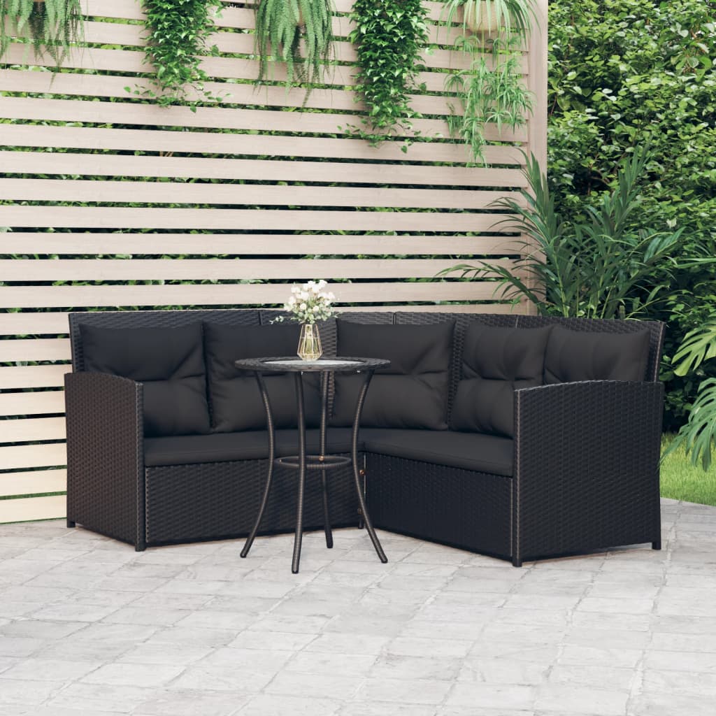 2-delige Loungeset met kussens L-vormig poly rattan