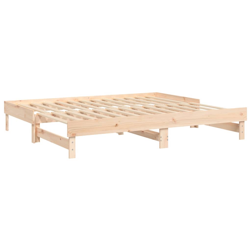 Slaapbank uitschuifbaar 2x(80x200) cm massief grenenhout