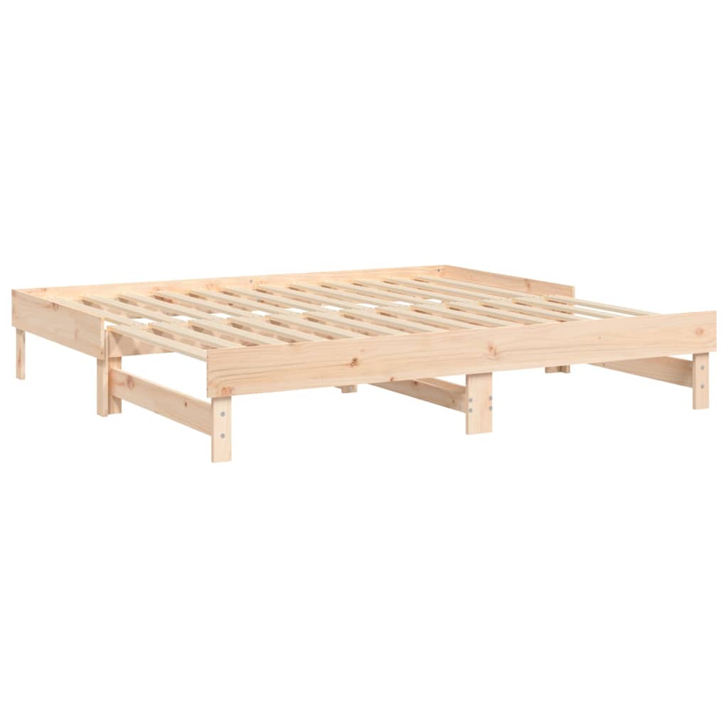 Slaapbank uitschuifbaar 2x(80x200) cm massief grenenhout