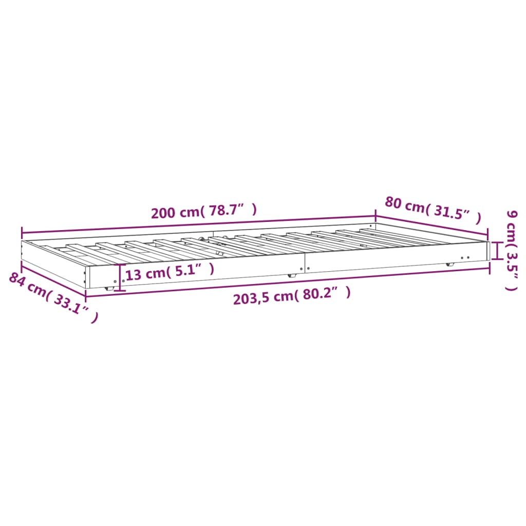 Bedframe 75x190 cm massief grenenhout