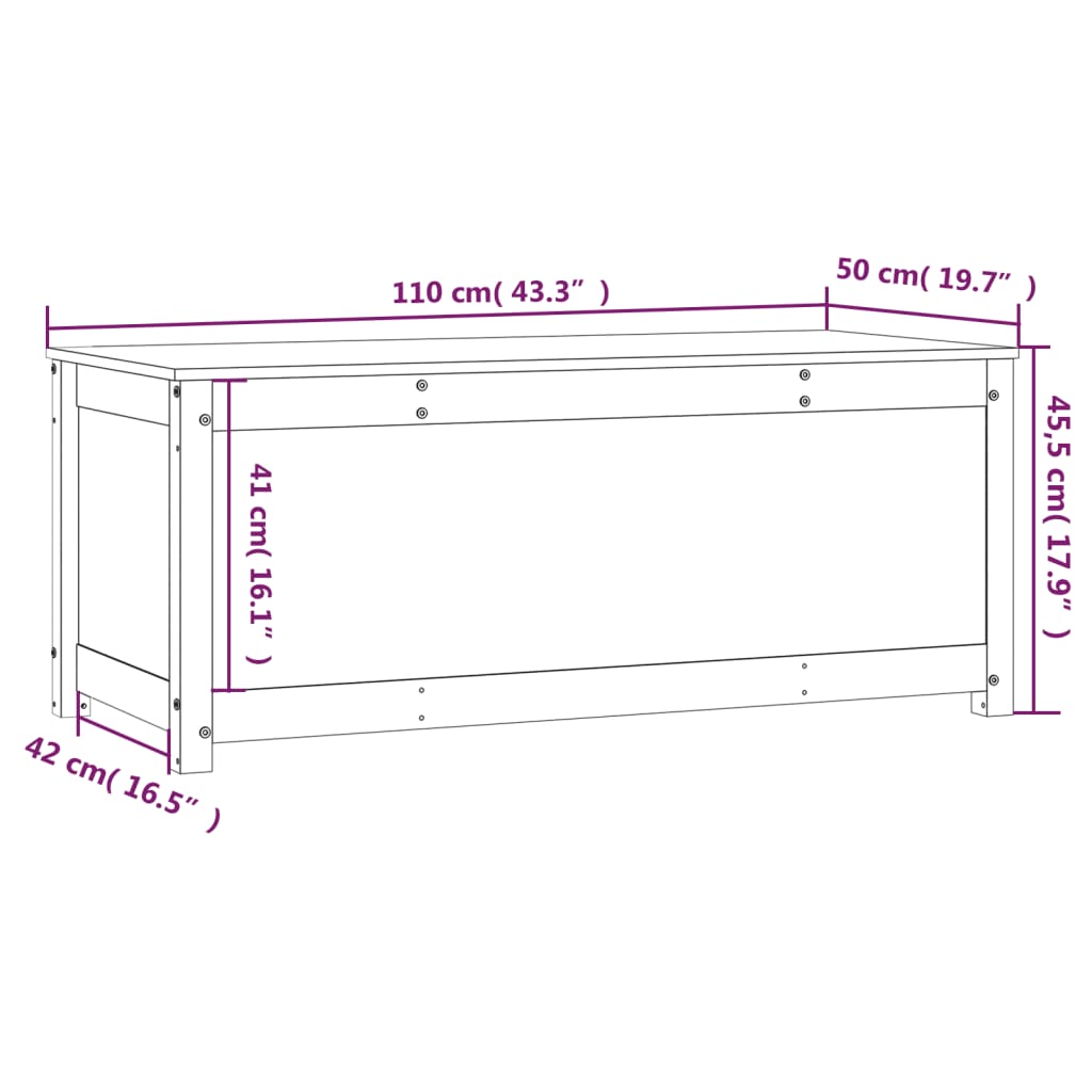 Opbergbox 80x40x45,5 cm massief grenenhout