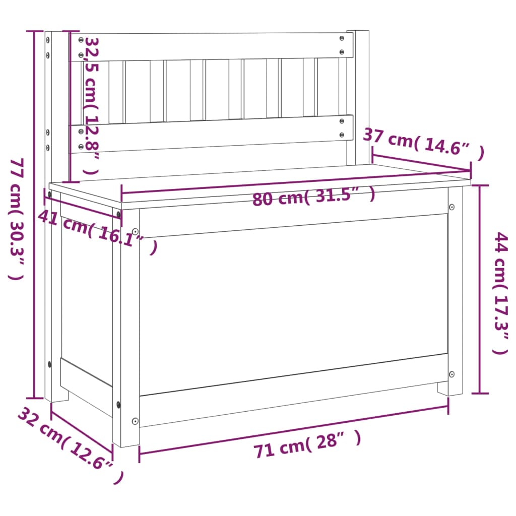 Bankje 110x41x76,5 cm massief grenenhout