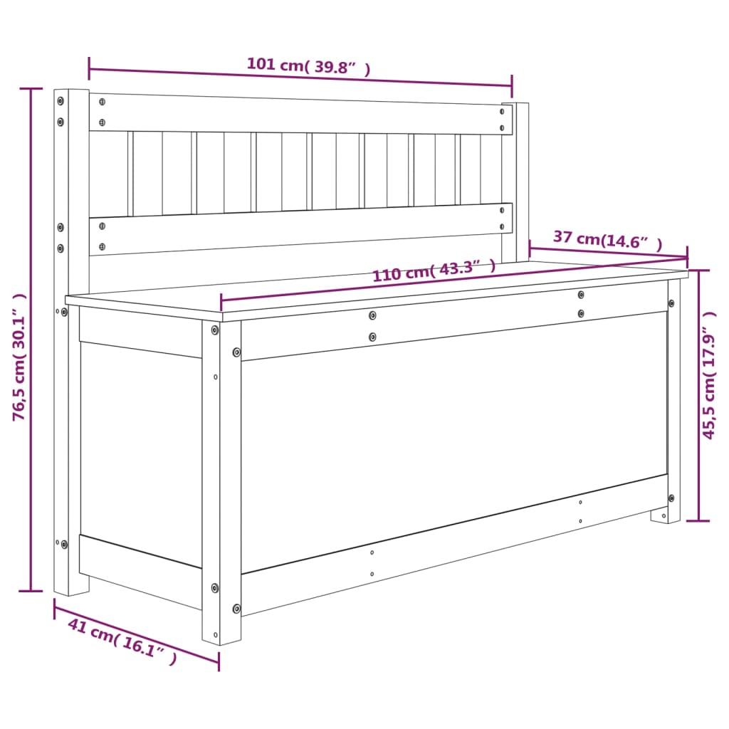 Bankje 80x41x77 cm massief grenenhout