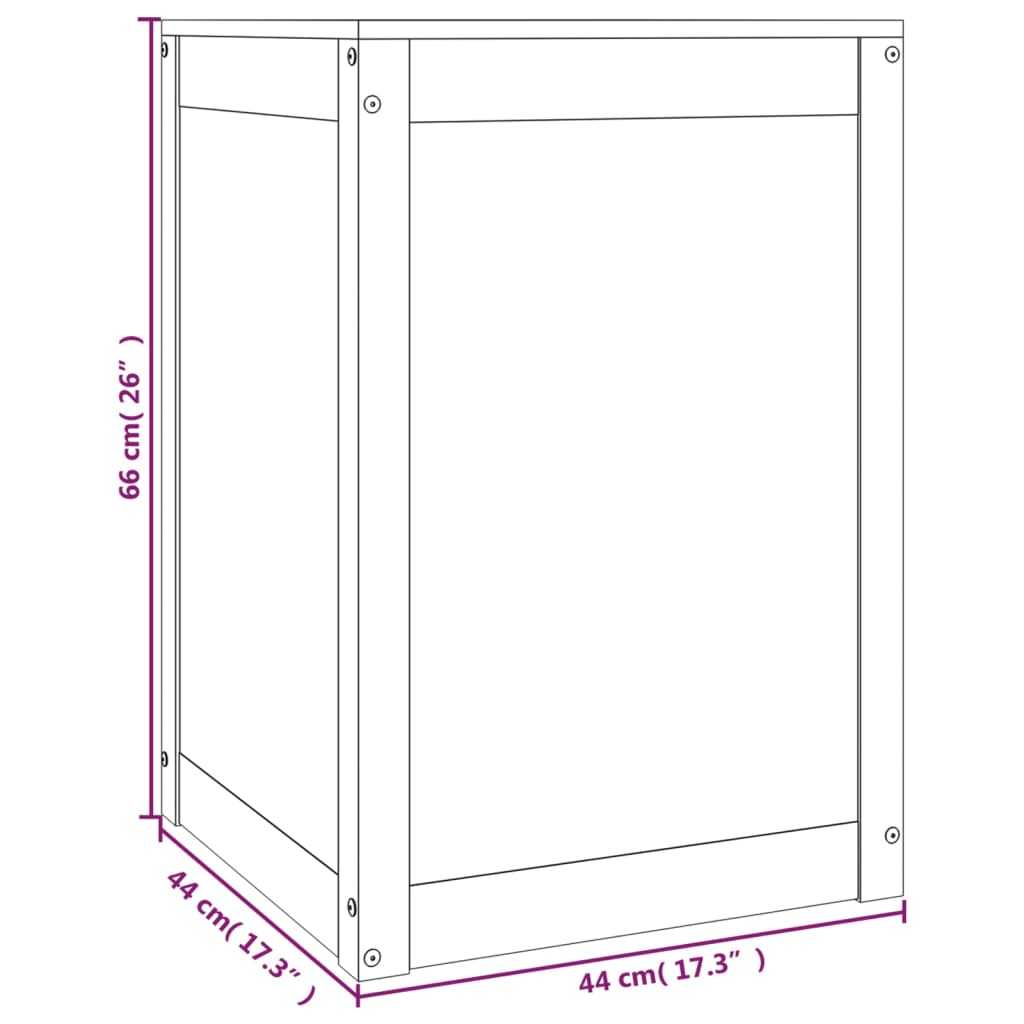 Wasmand 44x44x66 cm massief grenenhout