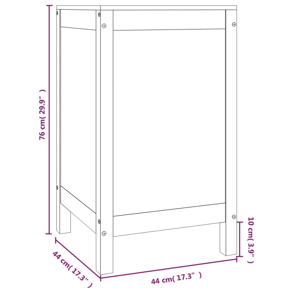 Wasmand 88,5x44x76 cm massief grenenhout