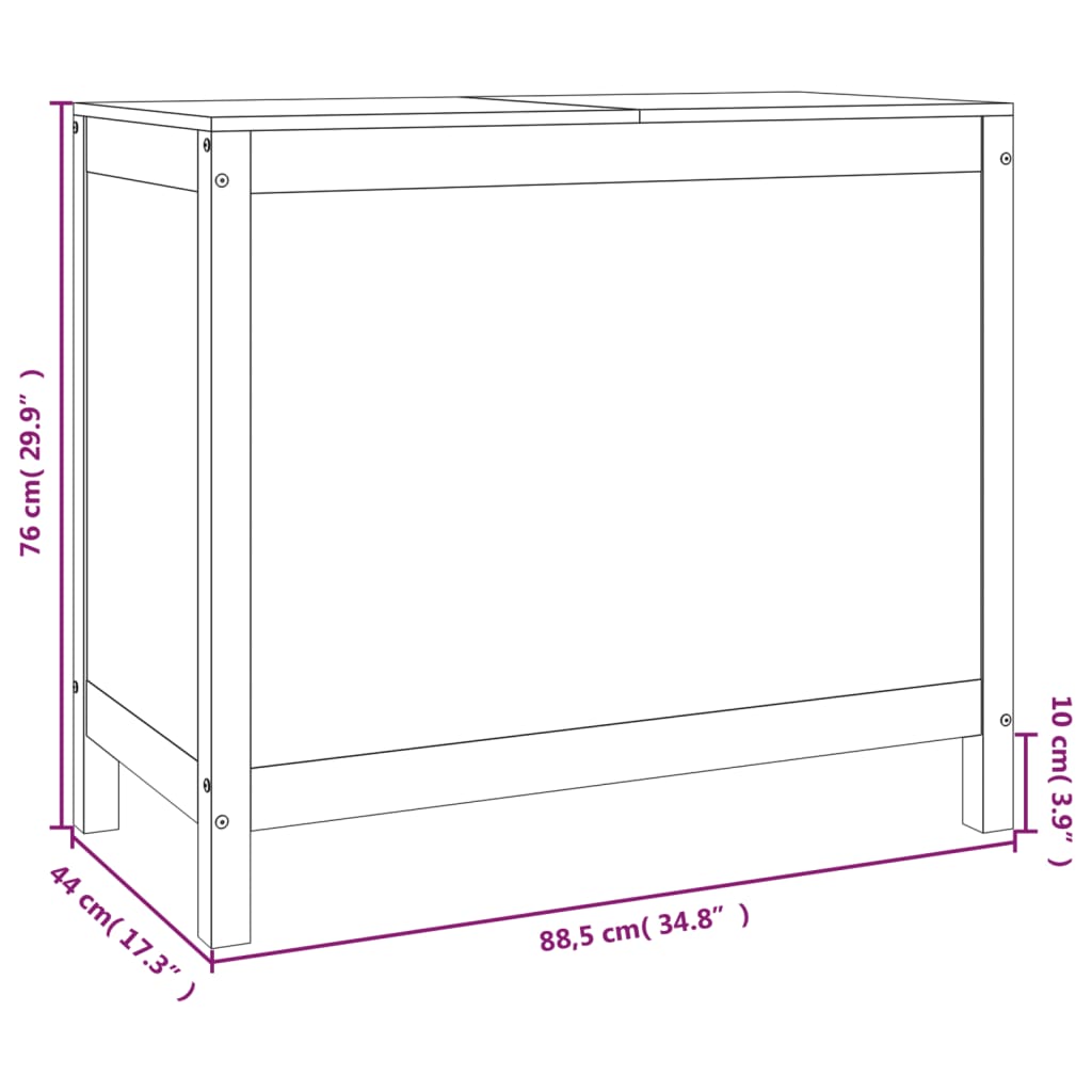 Wasmand 88,5x44x76 cm massief grenenhout