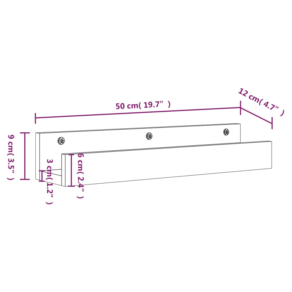 Wandschappen 2 st 80x12x9 cm massief grenenhout