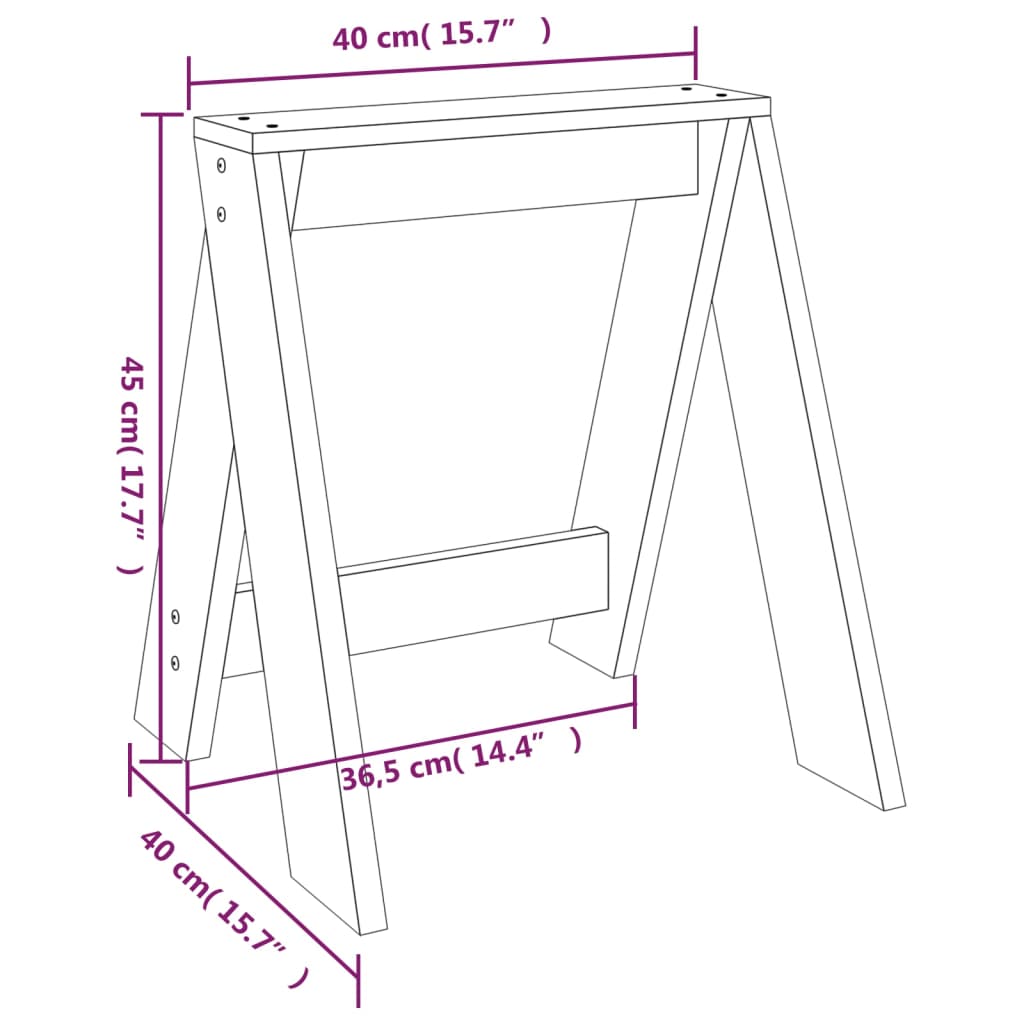 Krukken 2 st 40x40x75 cm massief grenenhout