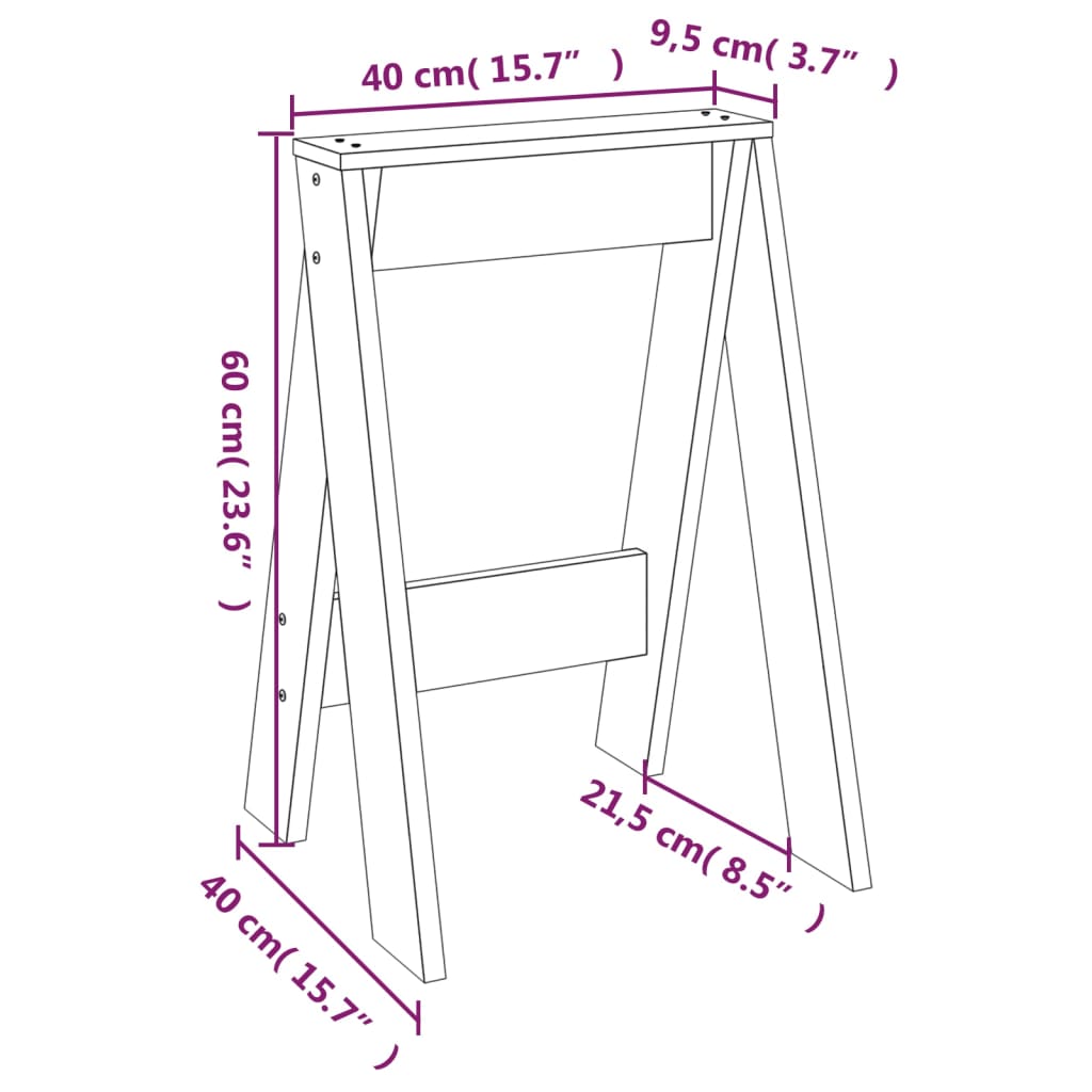 Krukken 2 st 40x40x75 cm massief grenenhout