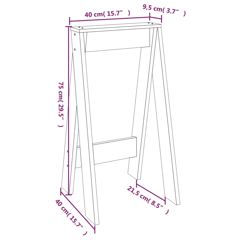 Krukken 2 st 40x40x75 cm massief grenenhout