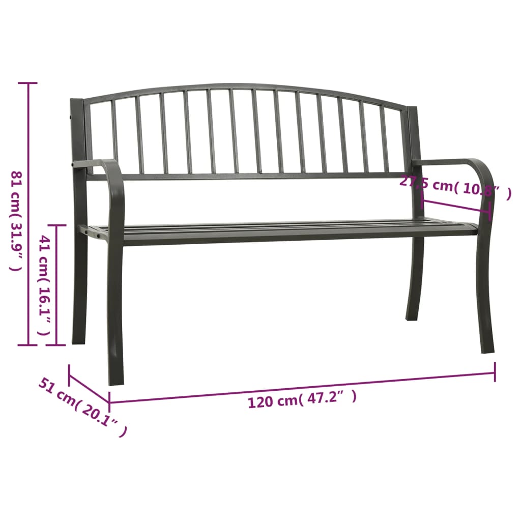 Tuinbank 120 cm staal grijs