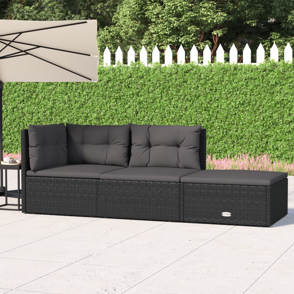 5-delige Loungeset met kussens poly rattan