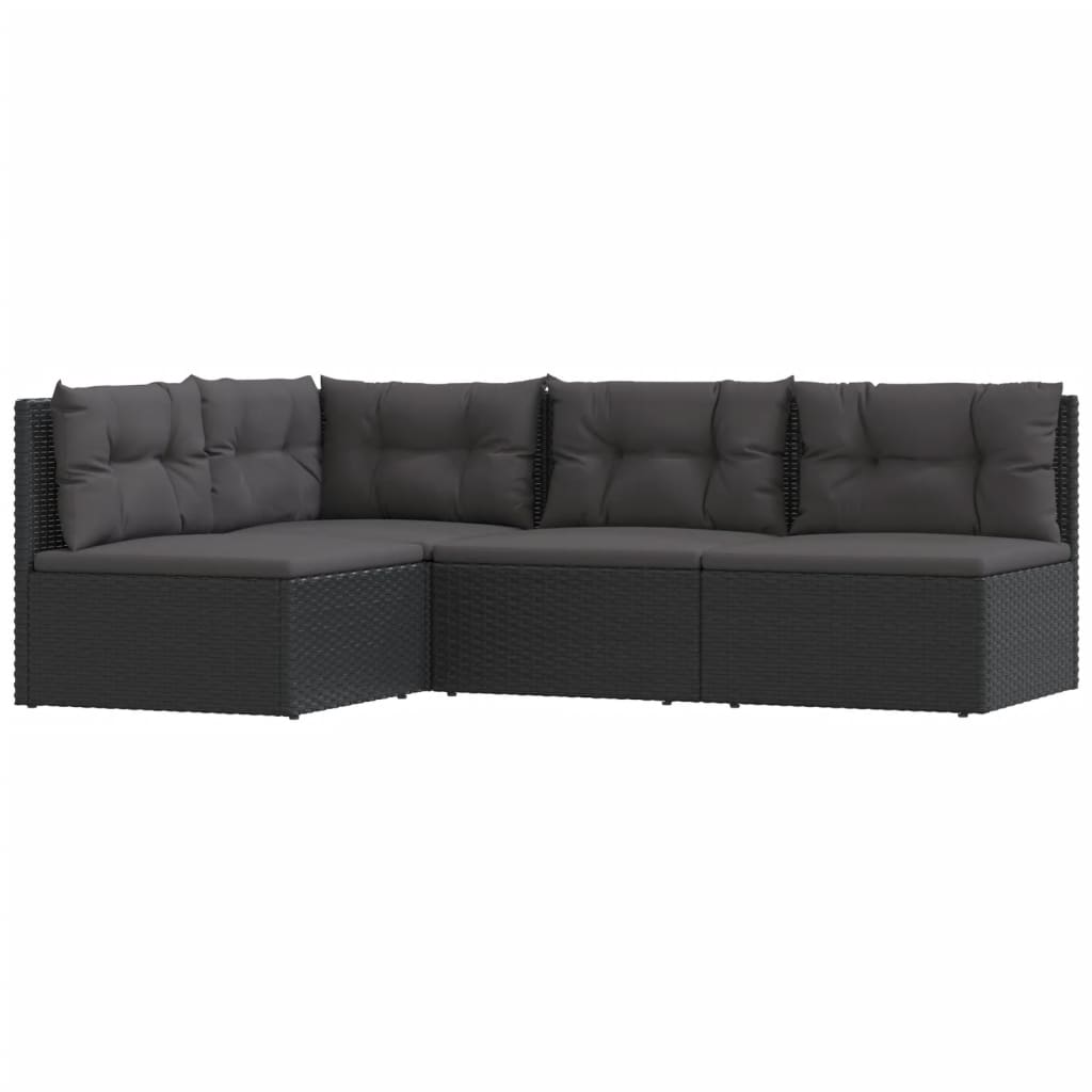 5-delige Loungeset met kussens poly rattan