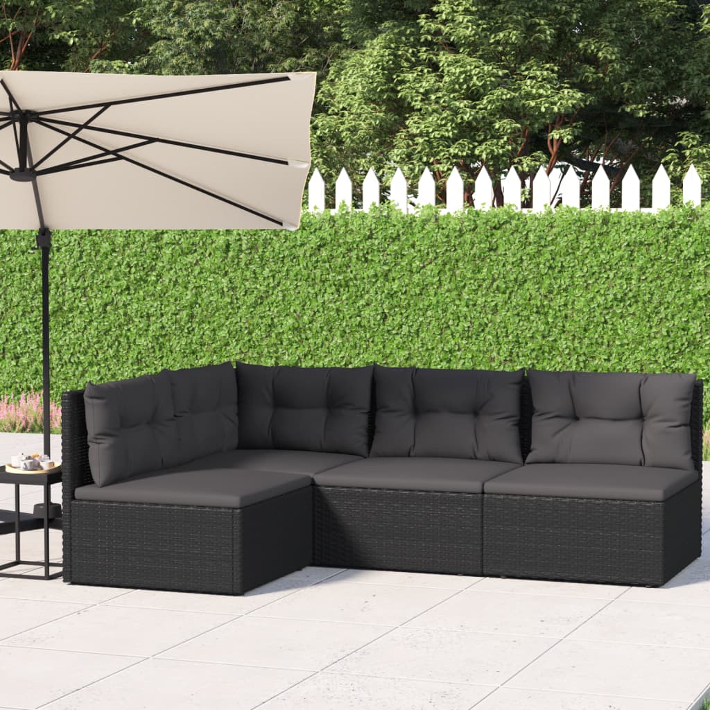 5-delige Loungeset met kussens poly rattan