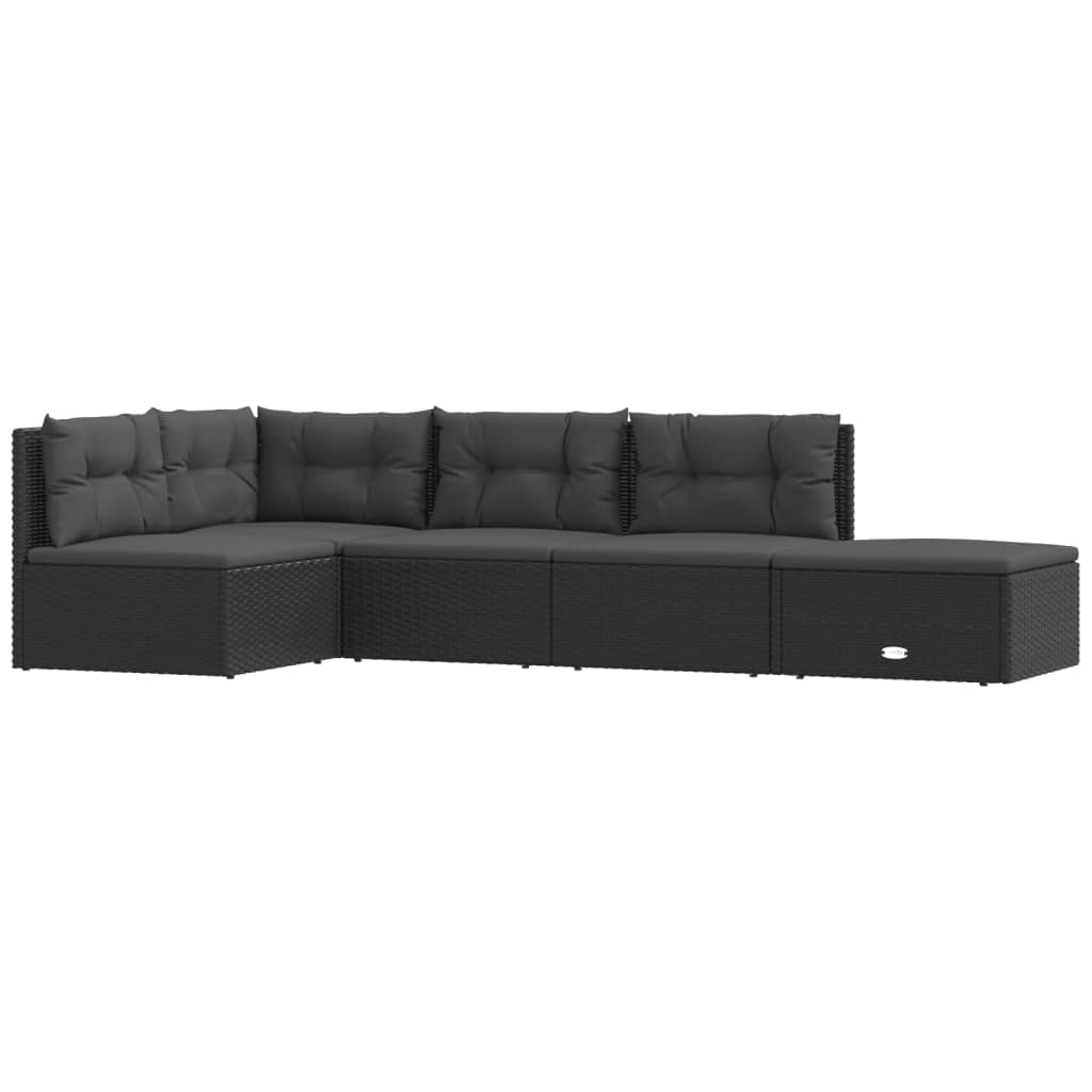 5-delige Loungeset met kussens poly rattan