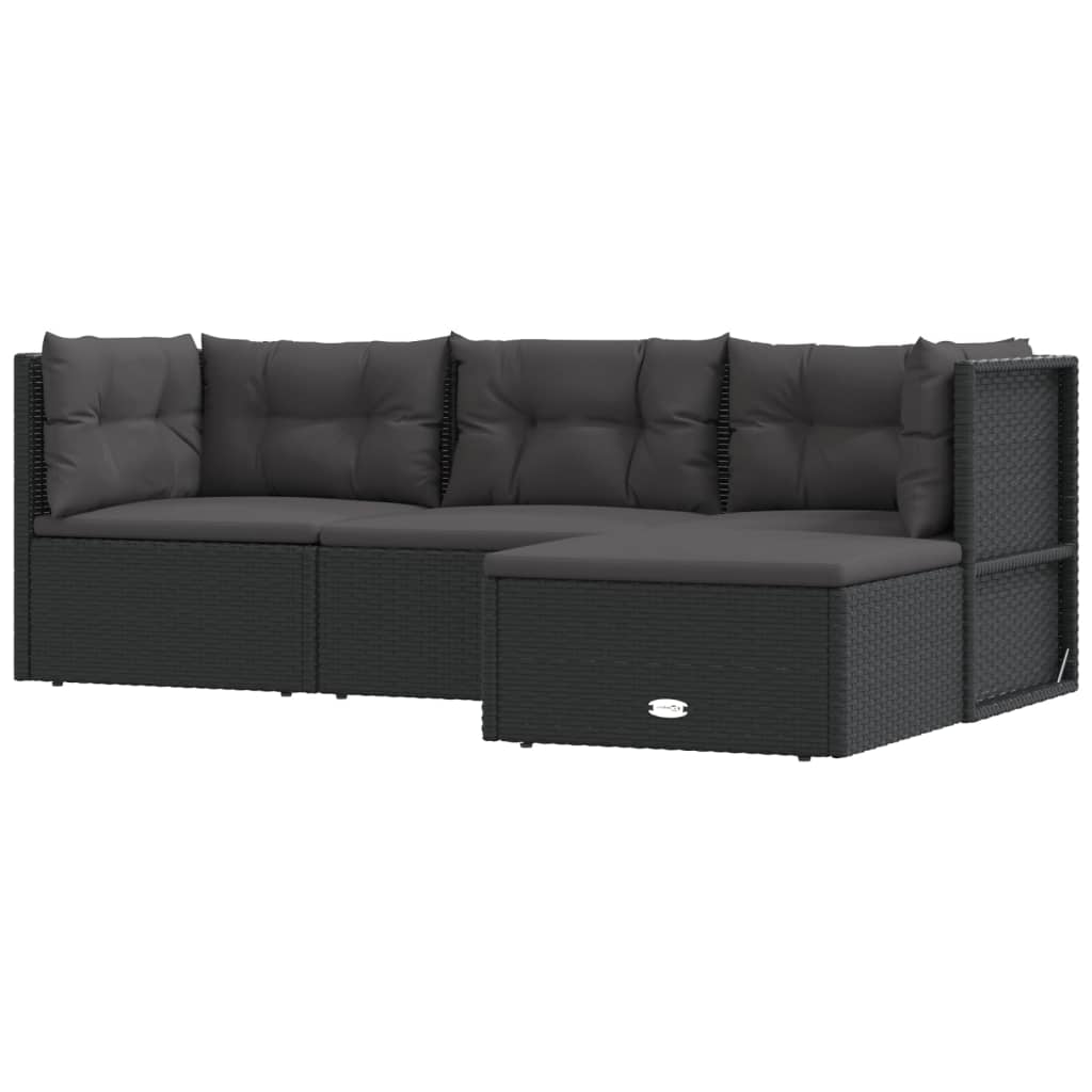 5-delige Loungeset met kussens poly rattan