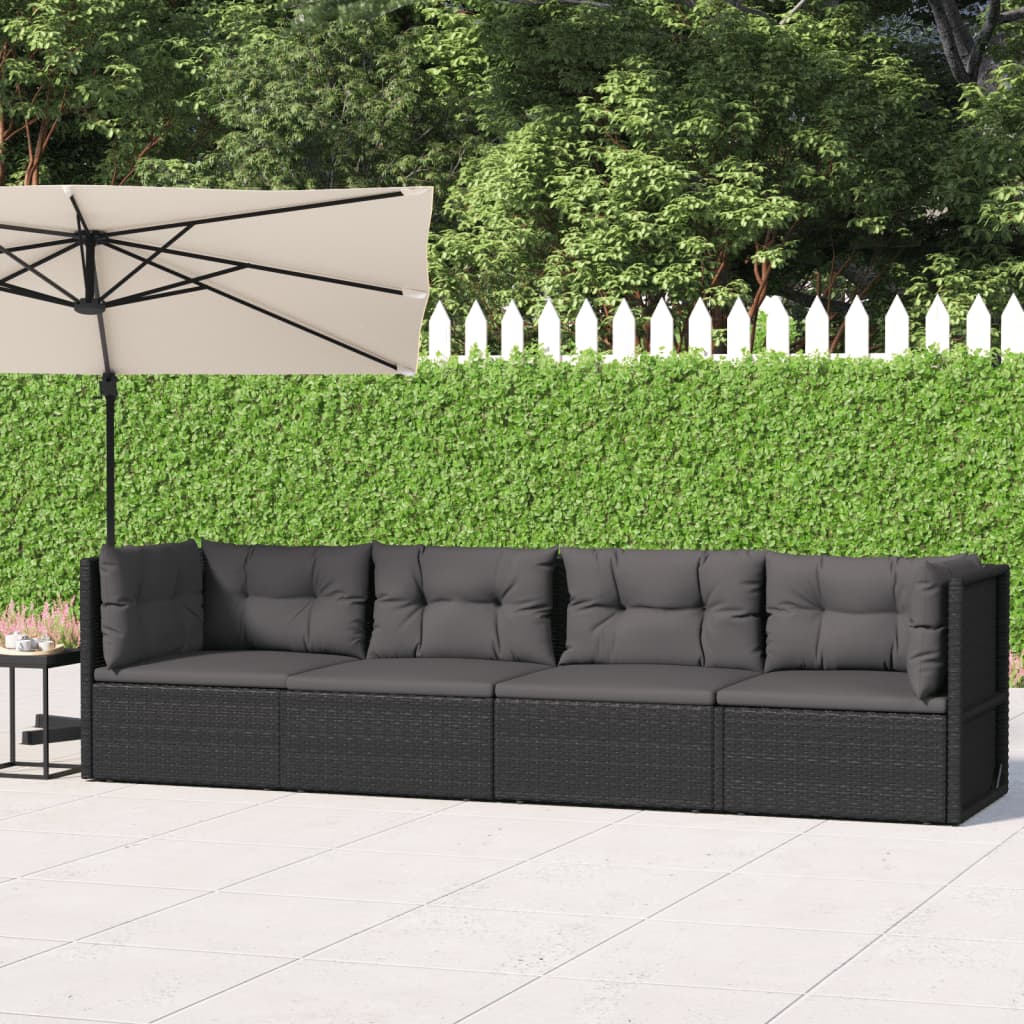 5-delige Loungeset met kussens poly rattan